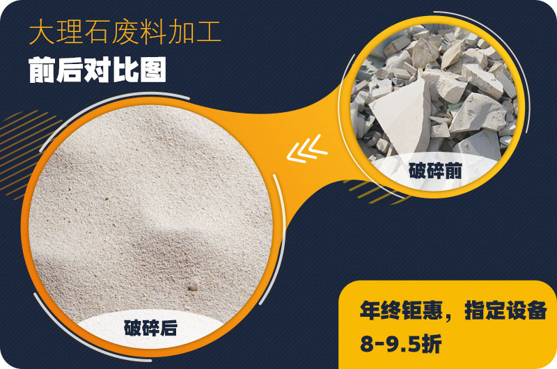 大理石廢料破碎前后對比，售價(jià)高利潤好
